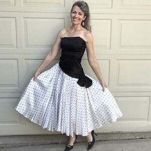 1980's does 1950's STRAPLESS PARTY DRESS prom S